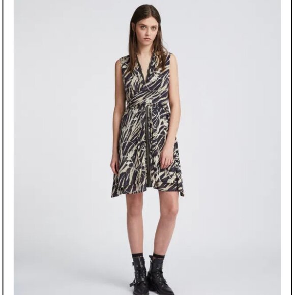 Allsaints Spitalfields Jayda Kazuno Zipper wrap Dress Small $279 - Picture 1 of 10